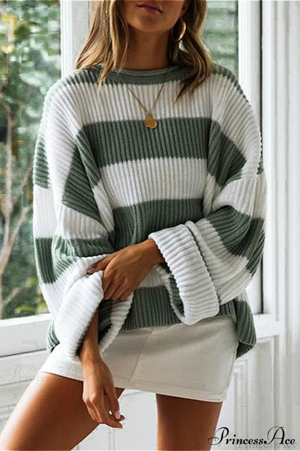 PrincessAce Striped Color-Block Rolled-Neck Sweater