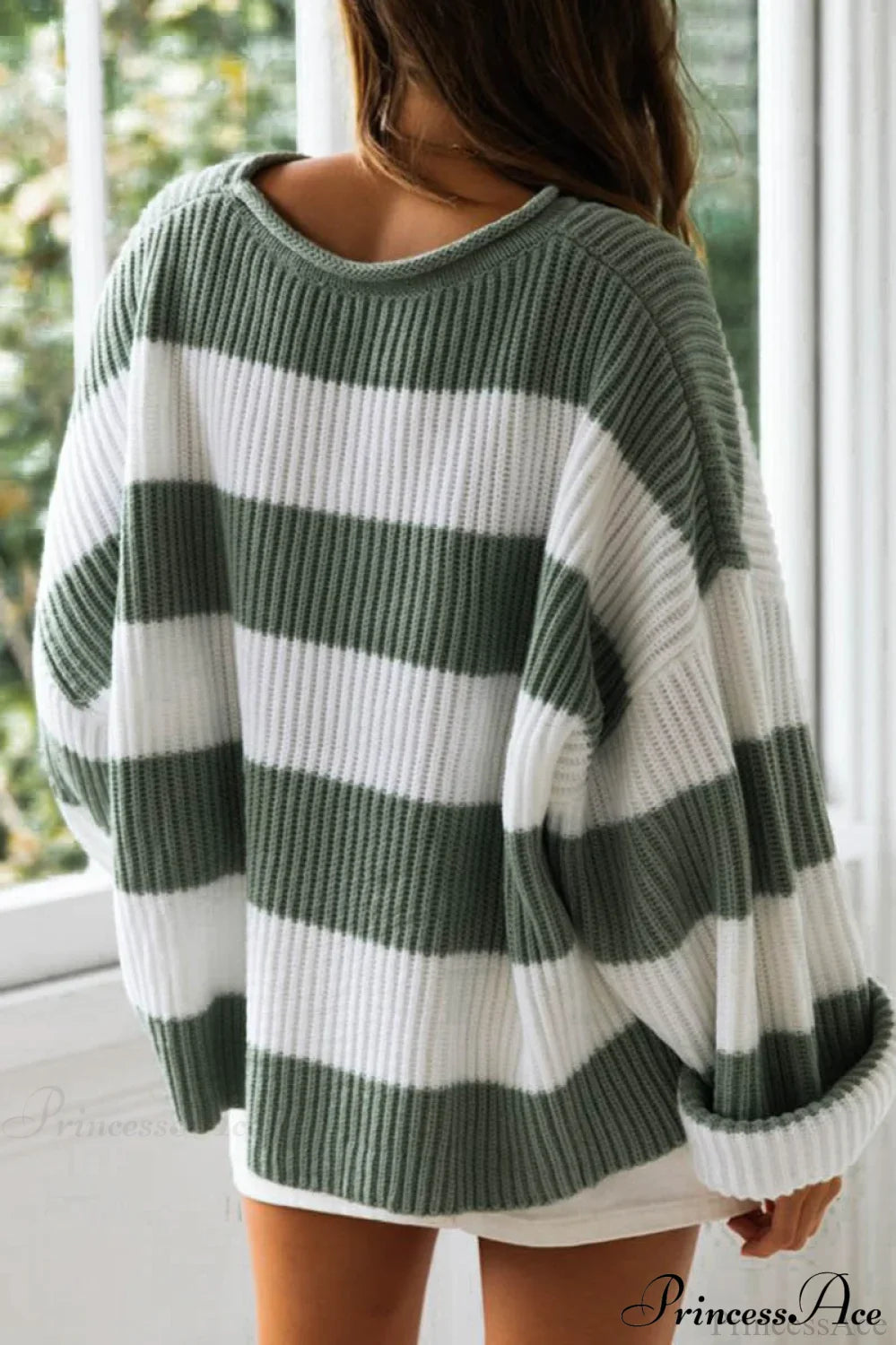 PrincessAce Striped Color-Block Rolled-Neck Sweater