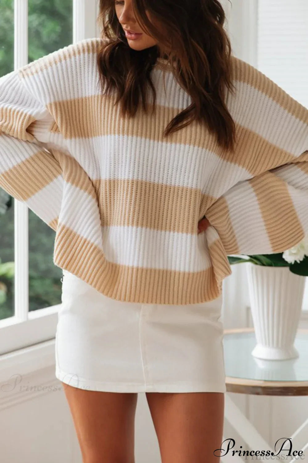 PrincessAce Striped Color-Block Rolled-Neck Sweater