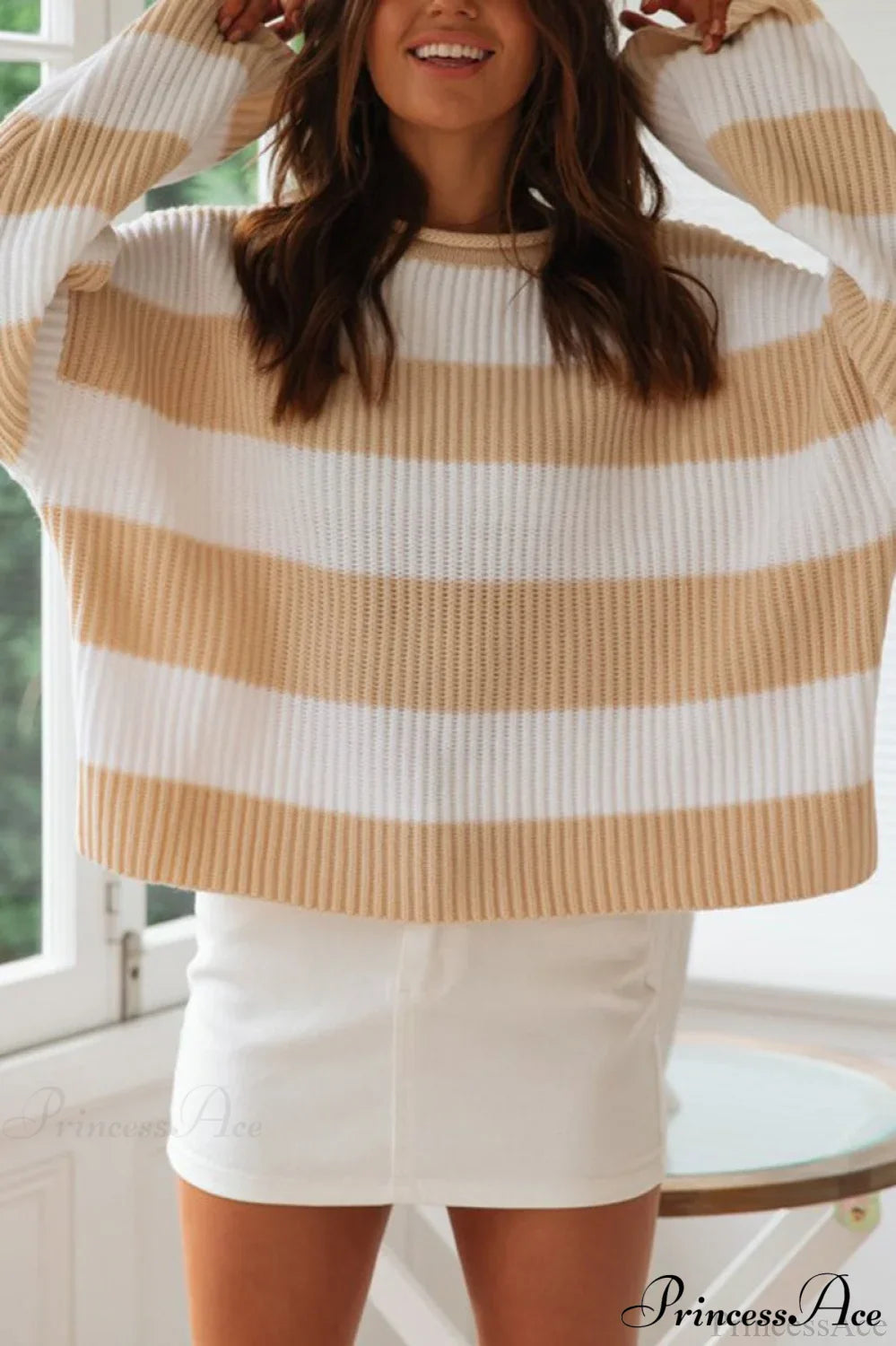 PrincessAce Striped Color-Block Rolled-Neck Sweater
