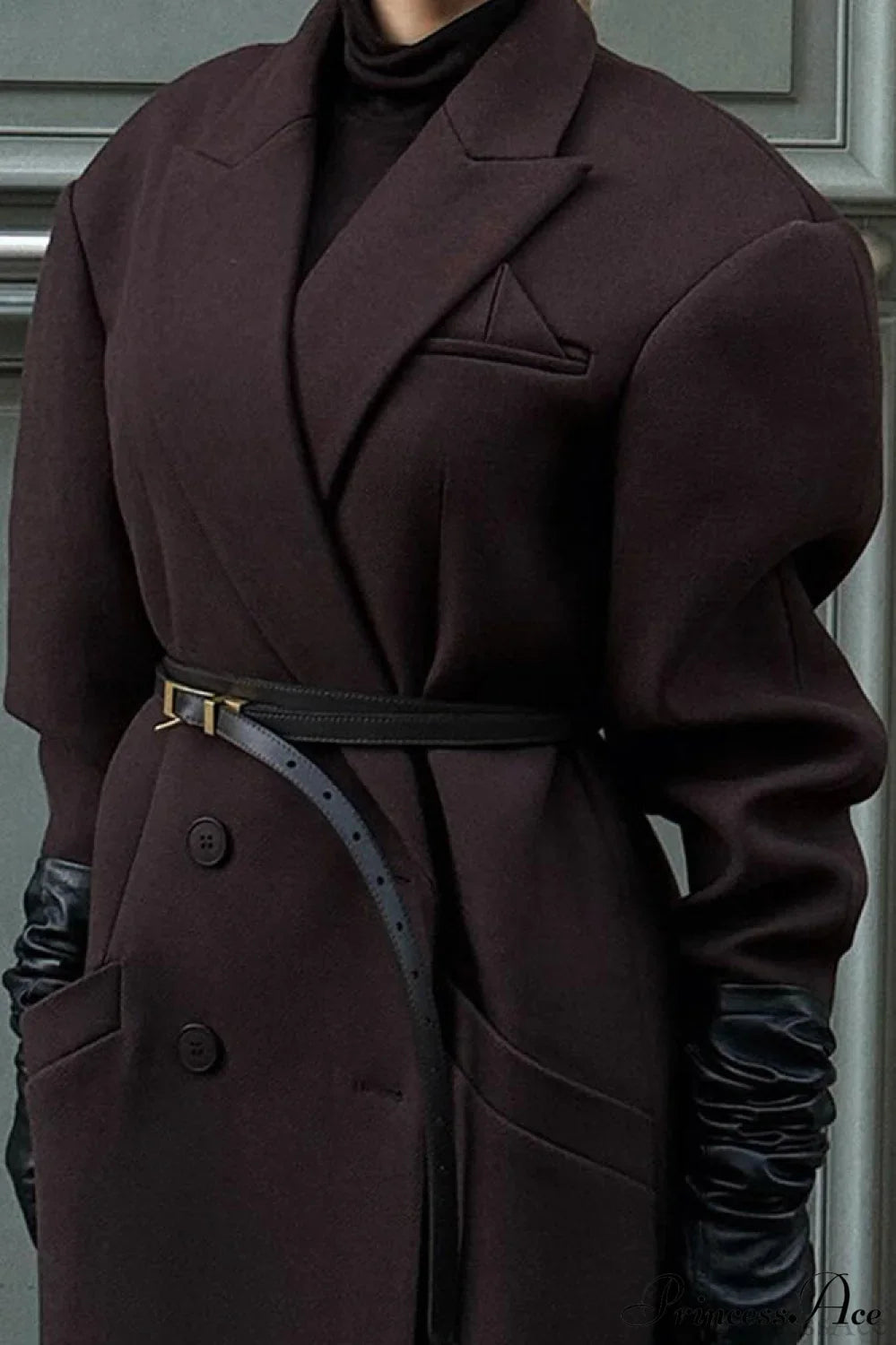 Elegant Striped Long Collared Trench Overcoat for Sophistication