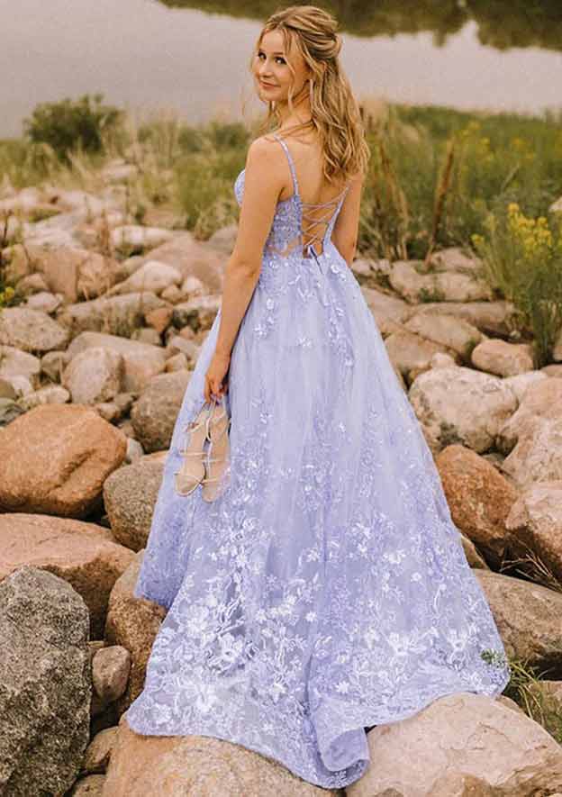 Stunning A-Line Prom Dress/Evening Dress with Appliqued Beading Pockets and Glitter - Fashionpara
