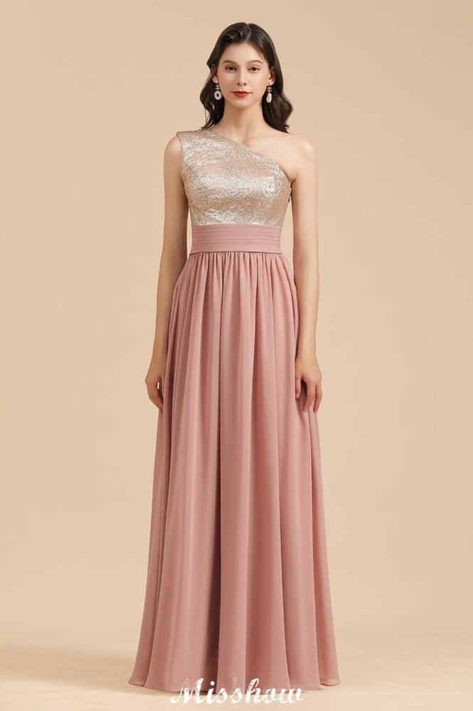 Stylish One Shoulder Sequins Chiffon Evening Party Dress Prom Dress