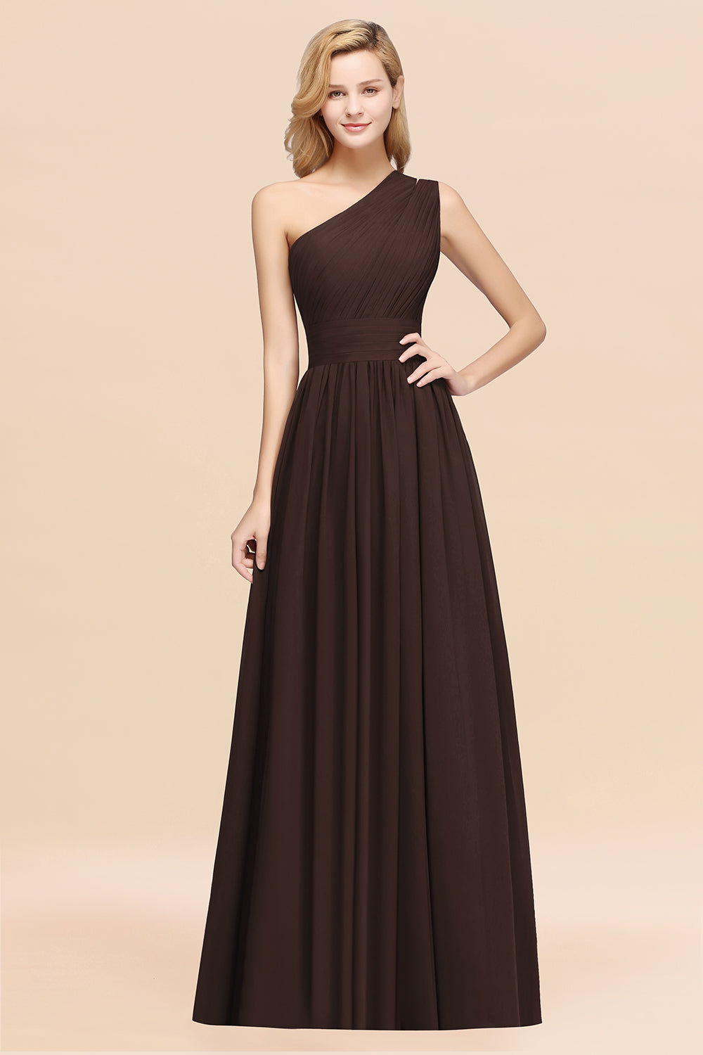 Stylish One-shoulder Sleeveless Long Junior Bridesmaid dresses Affordable - Fashionpara