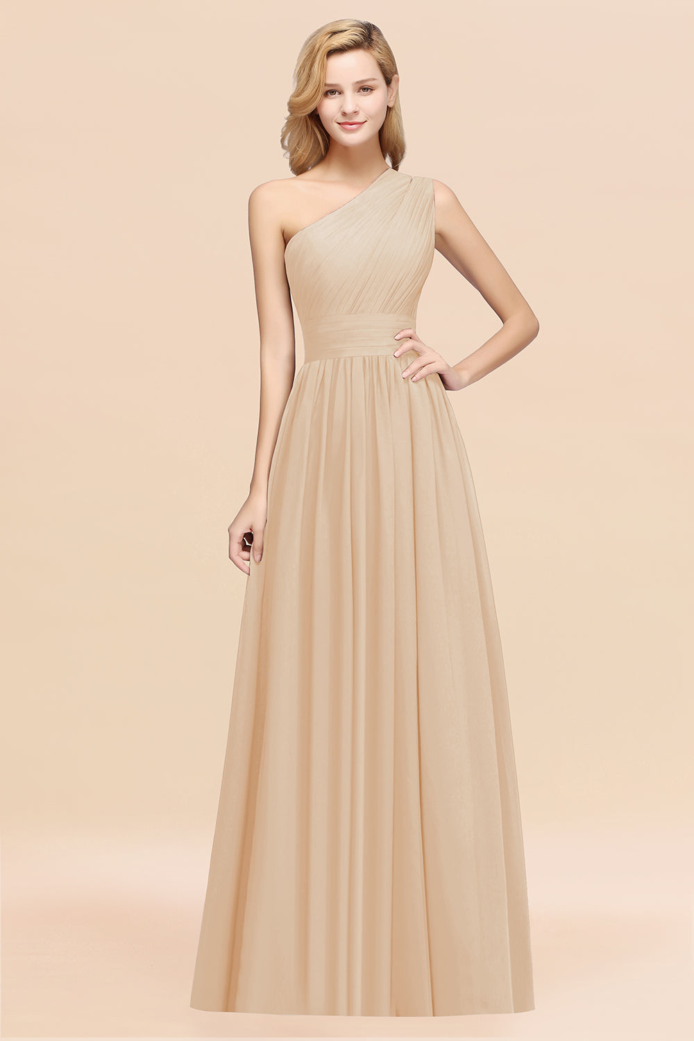 Stylish One-shoulder Sleeveless Long Junior Bridesmaid dresses Affordable - Fashionpara