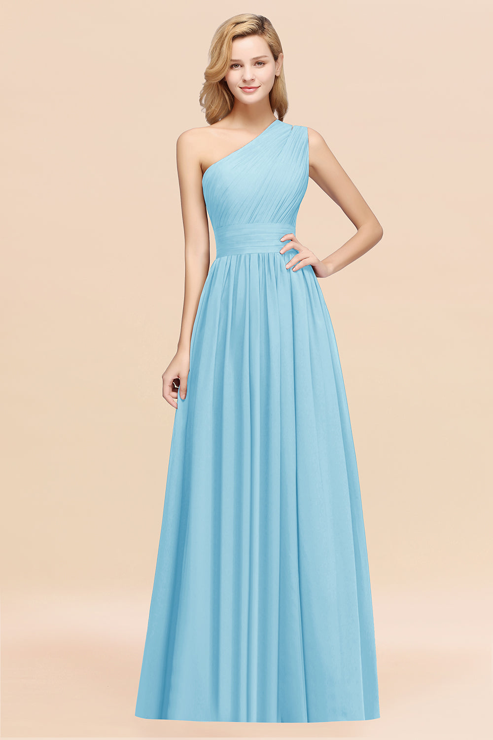 Stylish One-shoulder Sleeveless Long Junior Bridesmaid dresses Affordable - Fashionpara