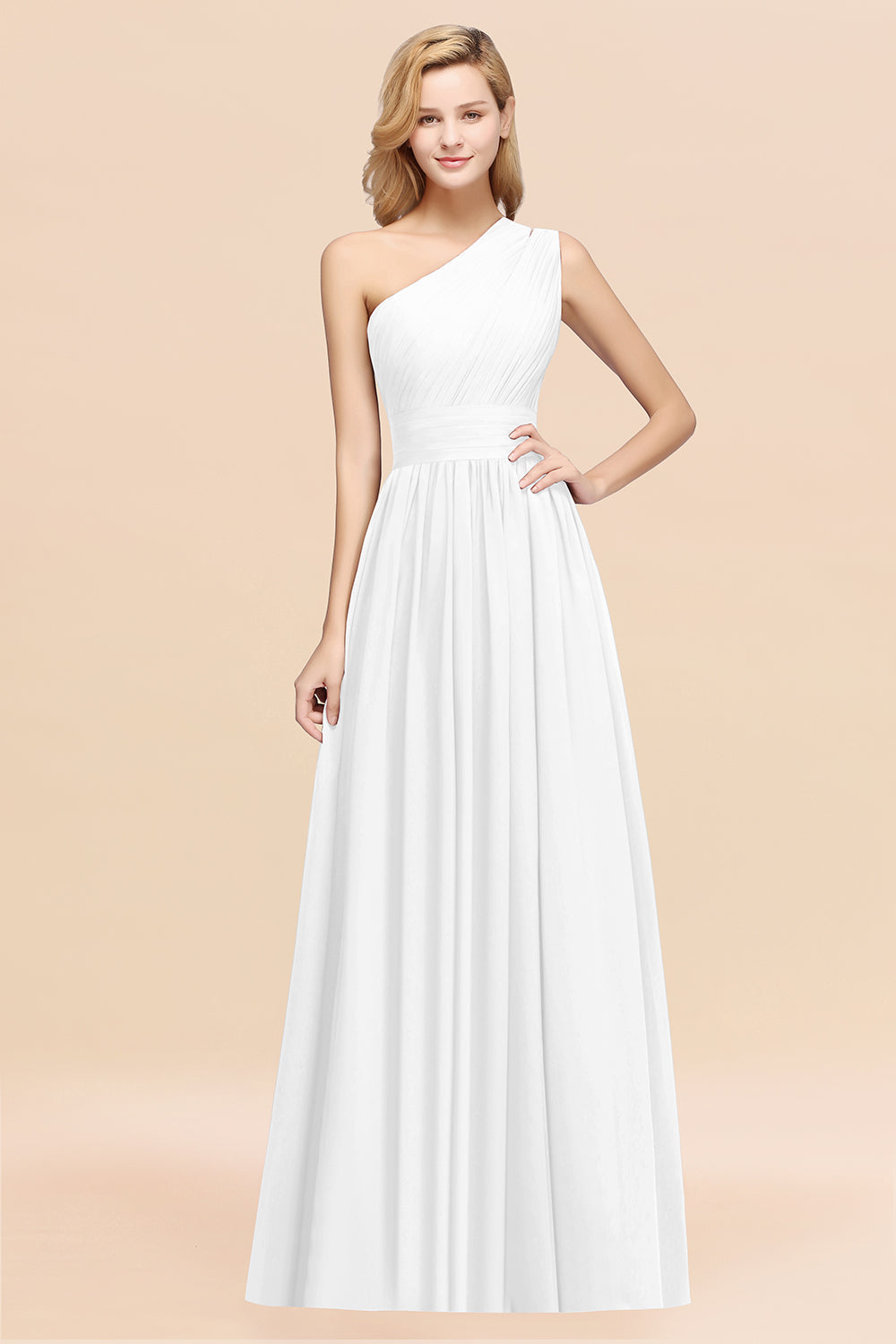Stylish One-shoulder Sleeveless Long Junior Bridesmaid dresses Affordable - Fashionpara