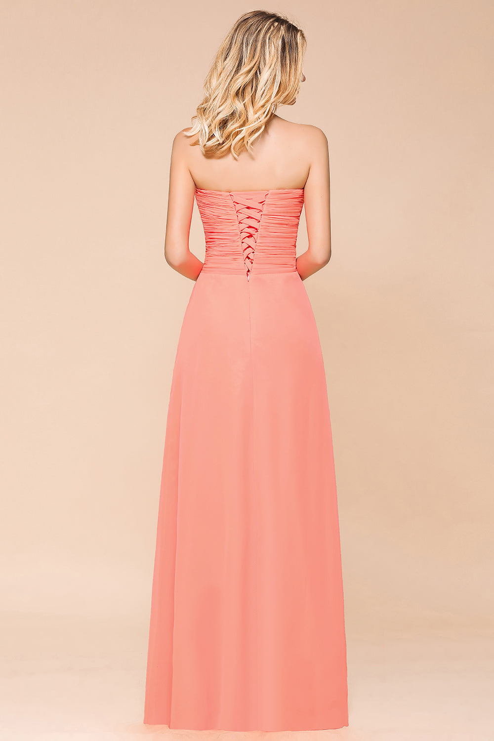 Stylish Sweetheart Ruffle Affordable Coral Chiffon Bridesmaid dresses - Fashionpara