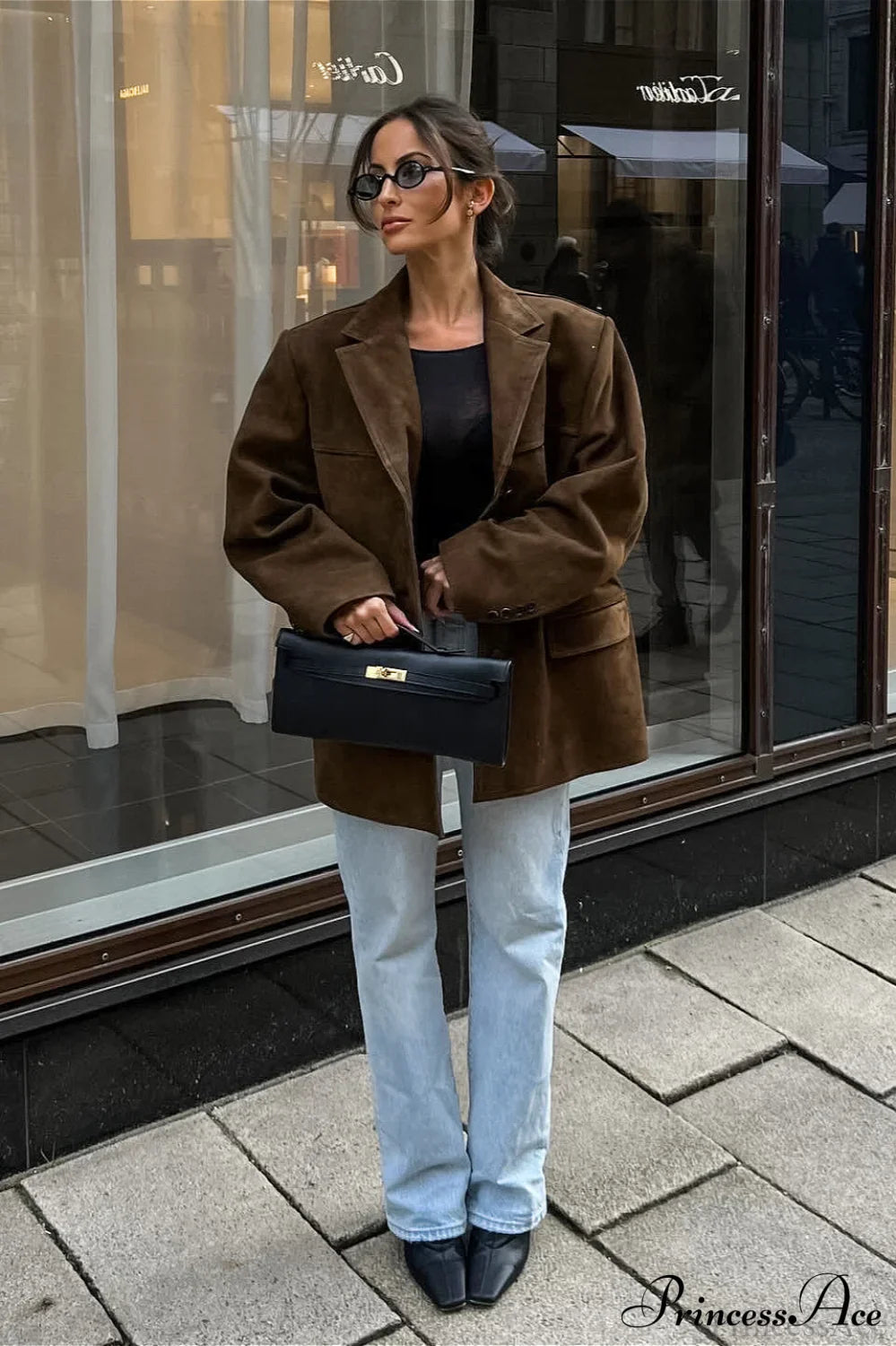 Elegant Suede Lapel Blazer Coat for Effortless Style