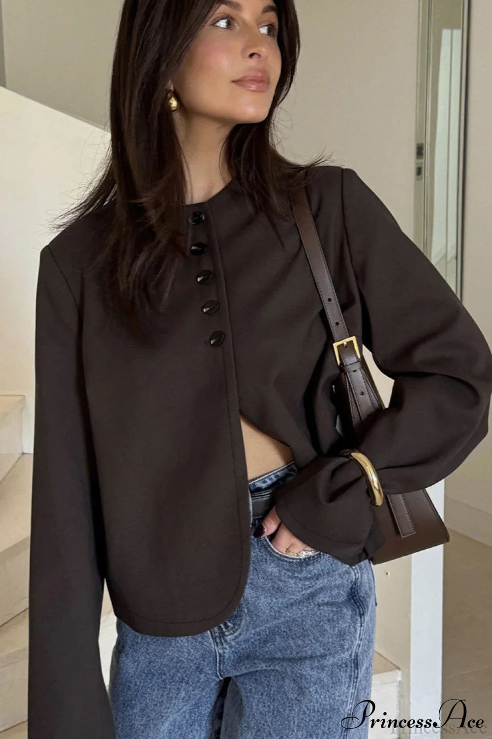 Elegant Suede Long Sleeve Coat for Timeless Style