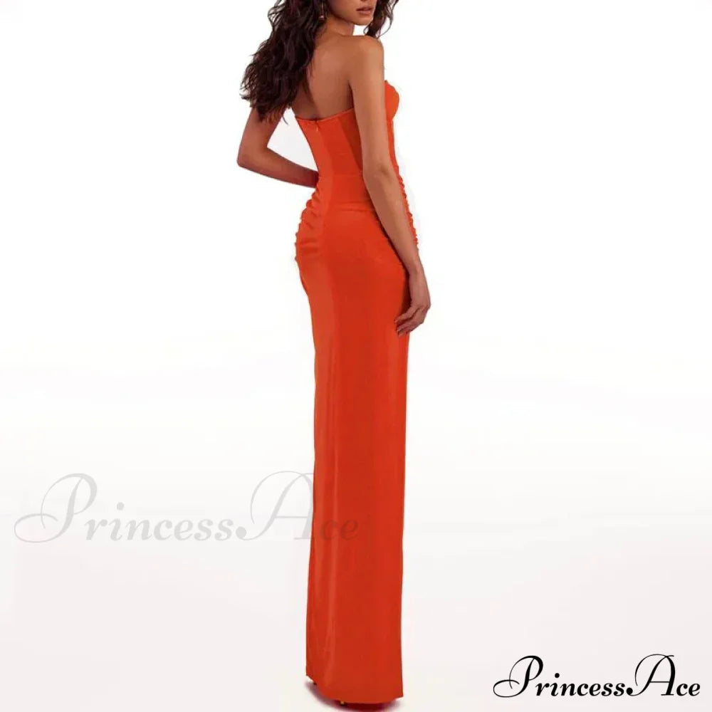 Summer New Women���s Sexy Breast Wrapping Backless Dress Red Christmas Party Dress