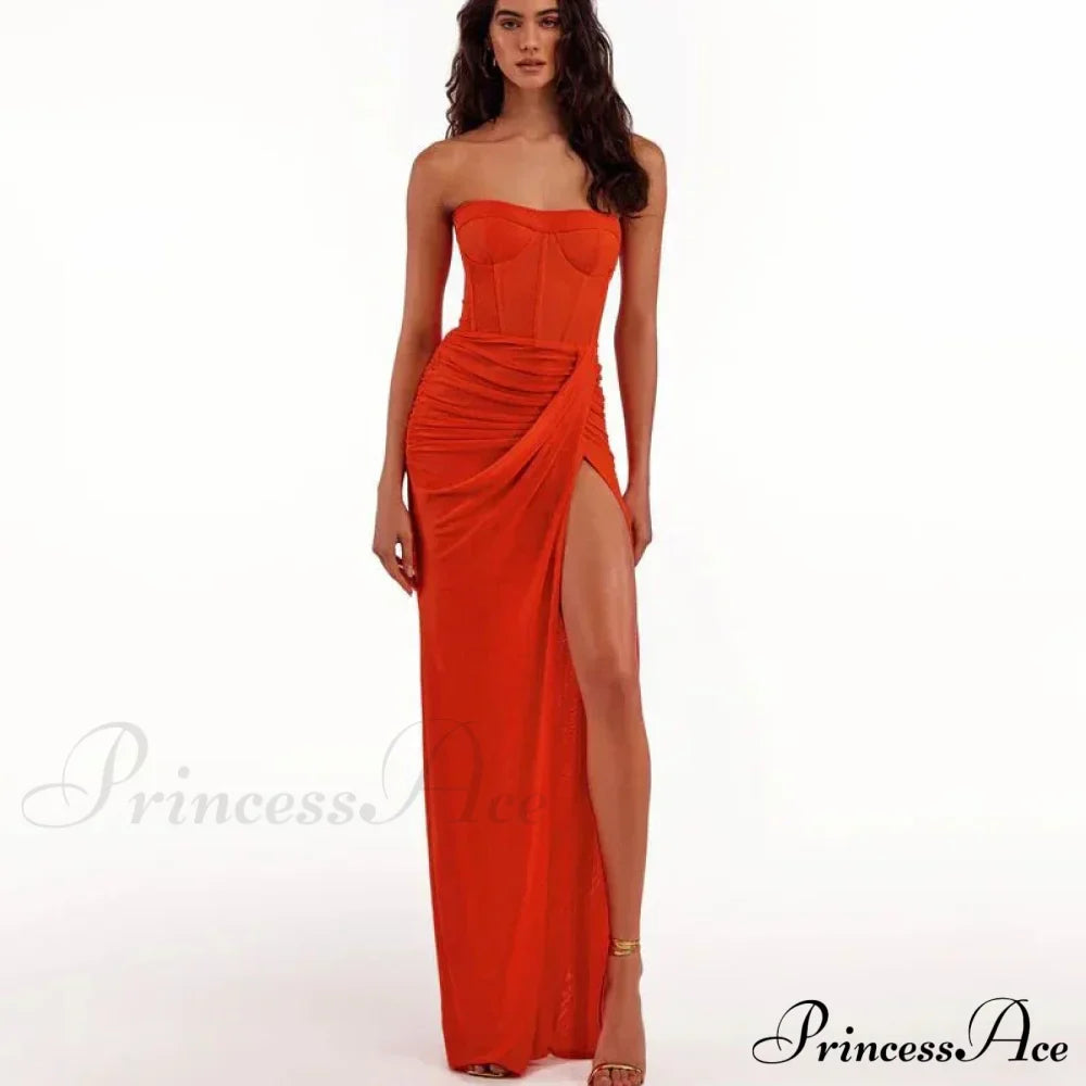 Summer New Women���s Sexy Breast Wrapping Backless Dress Red Christmas Party Dress