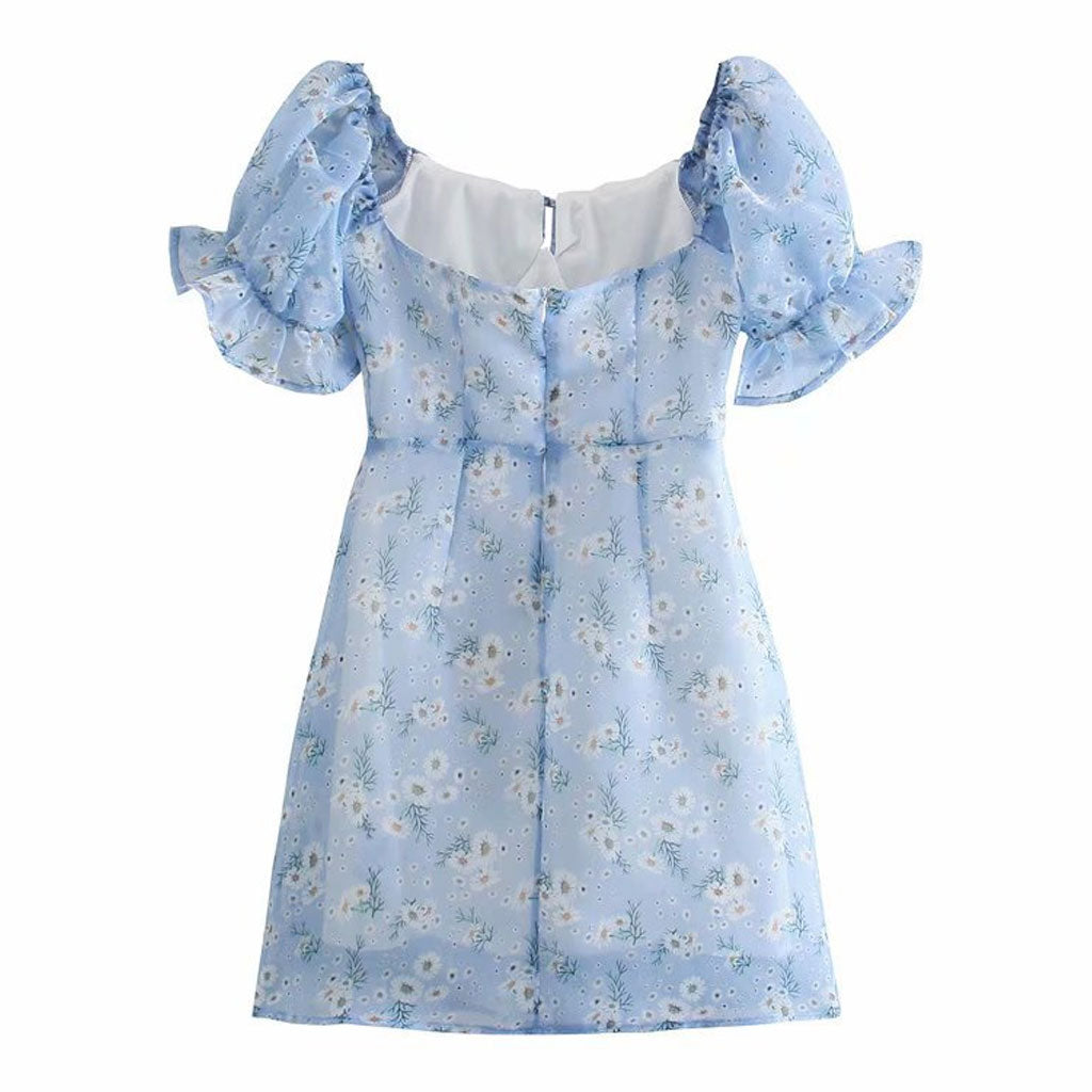 Tied Bustier Puff Sleeve Bodycon Mini Dress - View 4