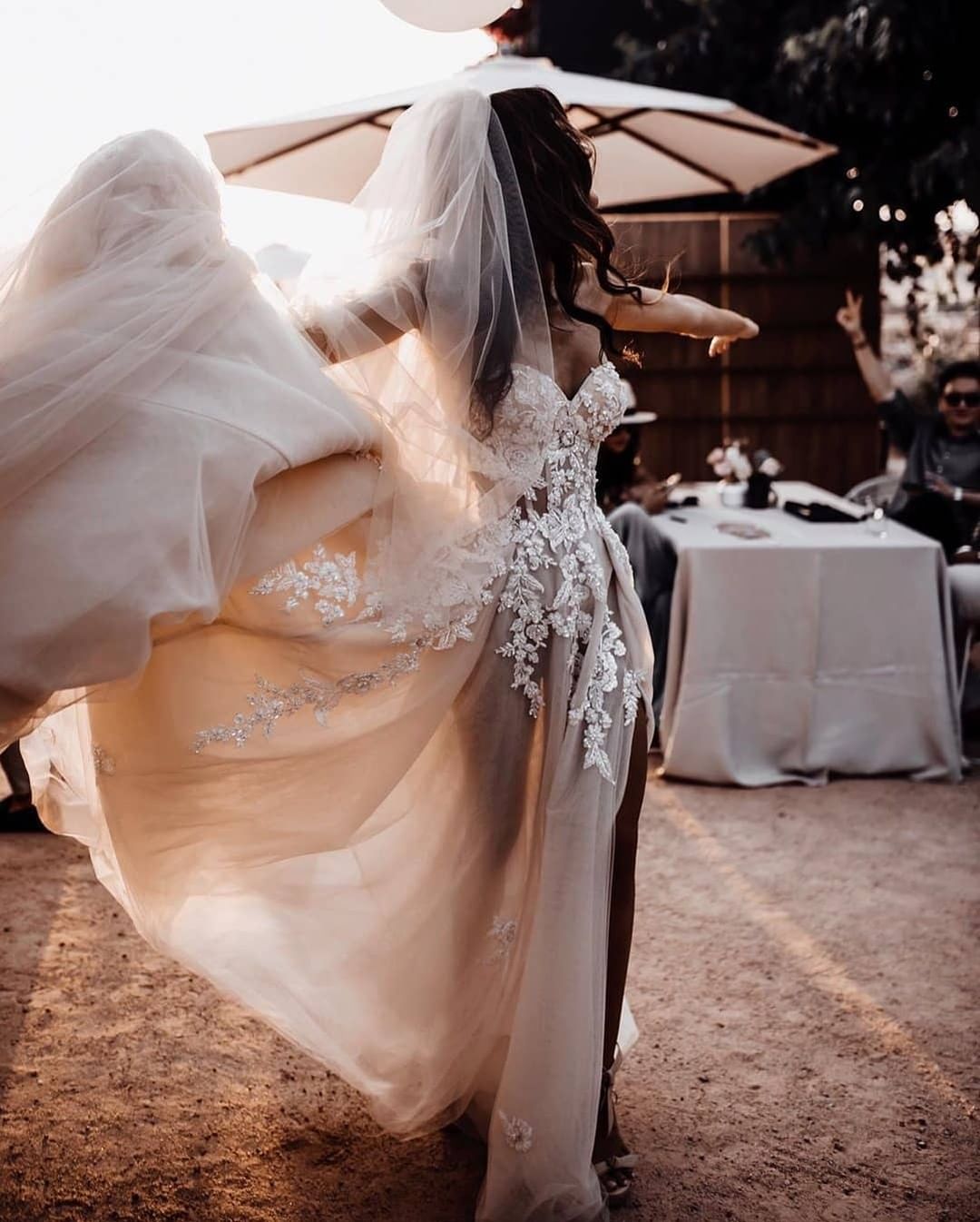 Sweetheart Long Wedding Dress With Lace Appliques - Fashionpara