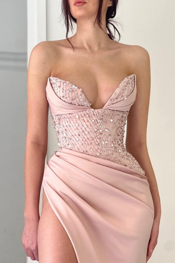 Sweetheart Mermaid Prom Dress Long Split With Sequins - Fashionpara
