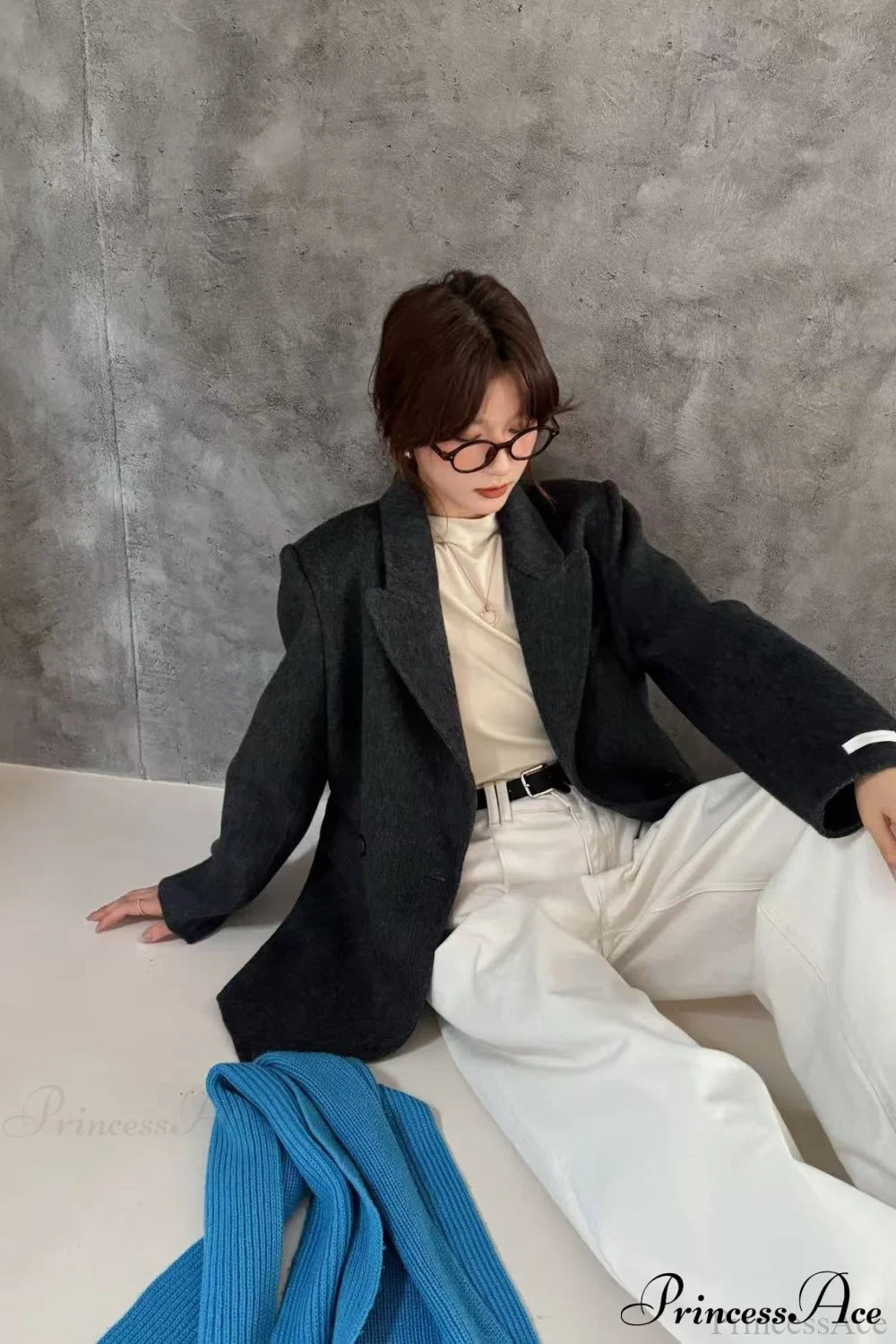 Double-Face Wool Midi Coat with Tailored Collar for Elegance