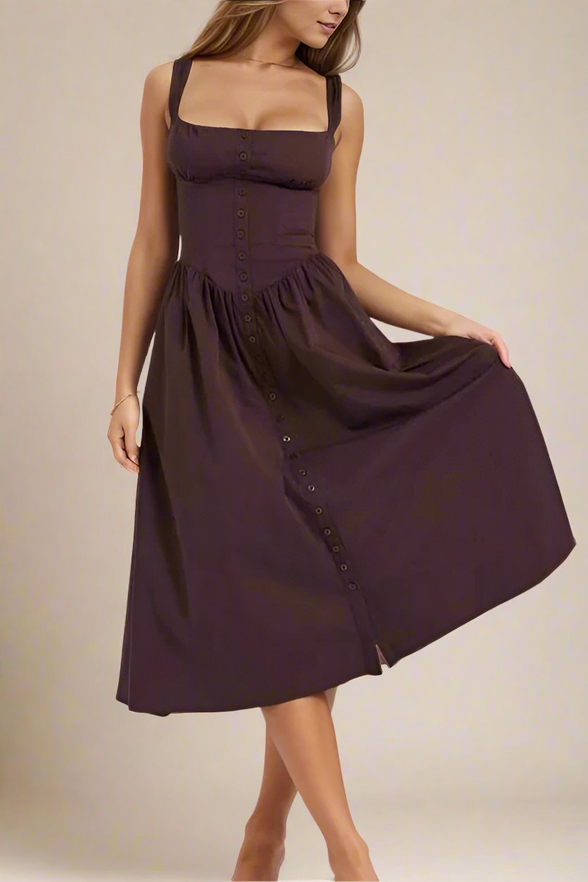 Talia Bodycon Midi Dress - Tan Brown - Fashionpara