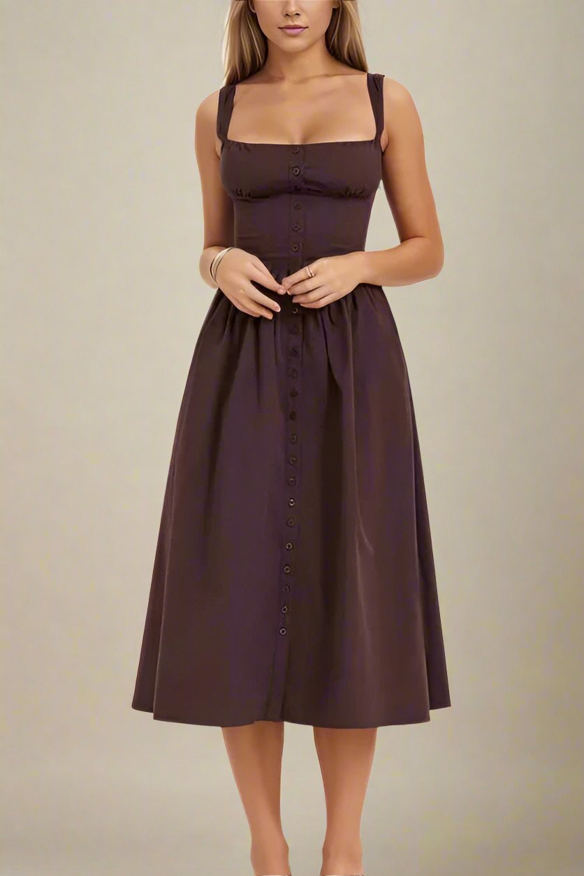 Talia Bodycon Midi Dress - Tan Brown - Fashionpara