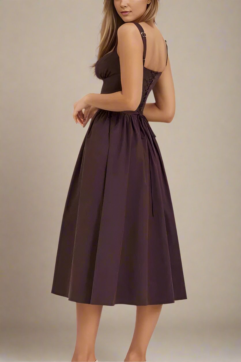 Talia Bodycon Midi Dress - Tan Brown - Fashionpara