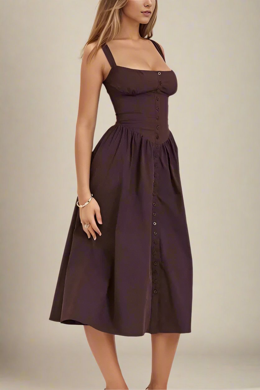 Talia Bodycon Midi Dress - Tan Brown - Fashionpara