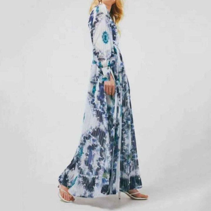 KittenAlarm - Talitha Tie-dye Poet Sleeves Maxi Dress