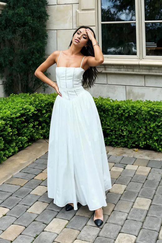 Tasmin Bodycon Midi Dress - Pearl White - Fashionpara