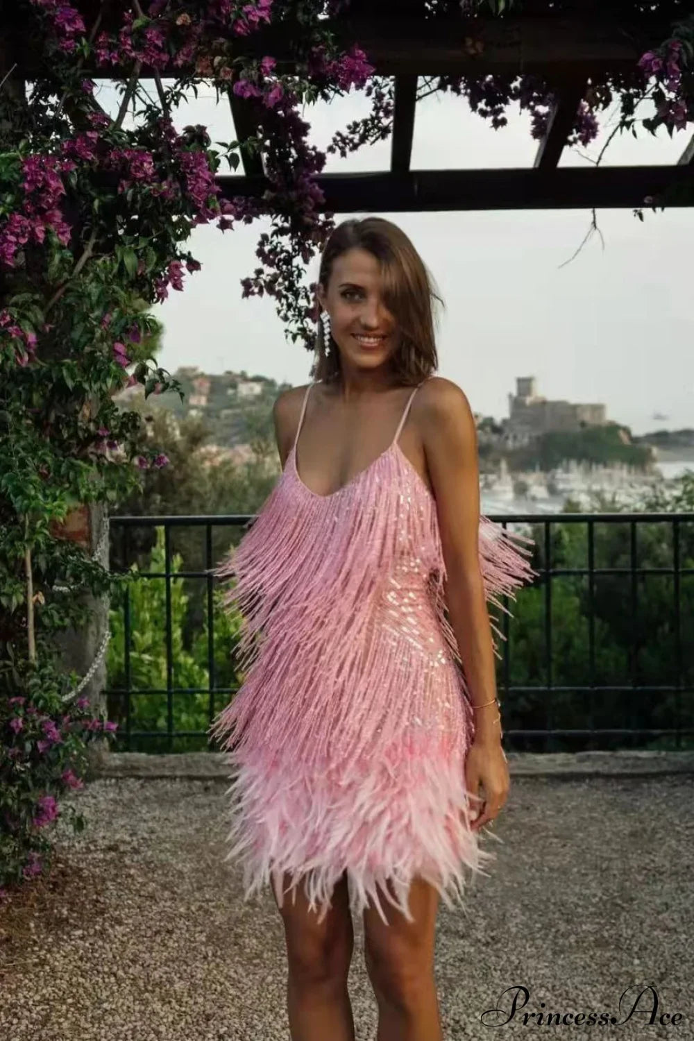 Tassel Sequin V-Neck Bodycon Party Dress - Fashionpara