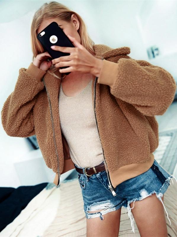 Furry Faux Fur Teddy Bear Jacket for Cozy Winter Style