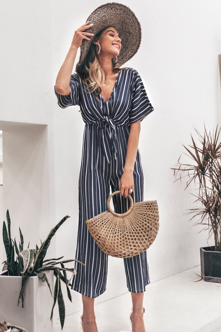 Tell The News Striped Jumpsuit