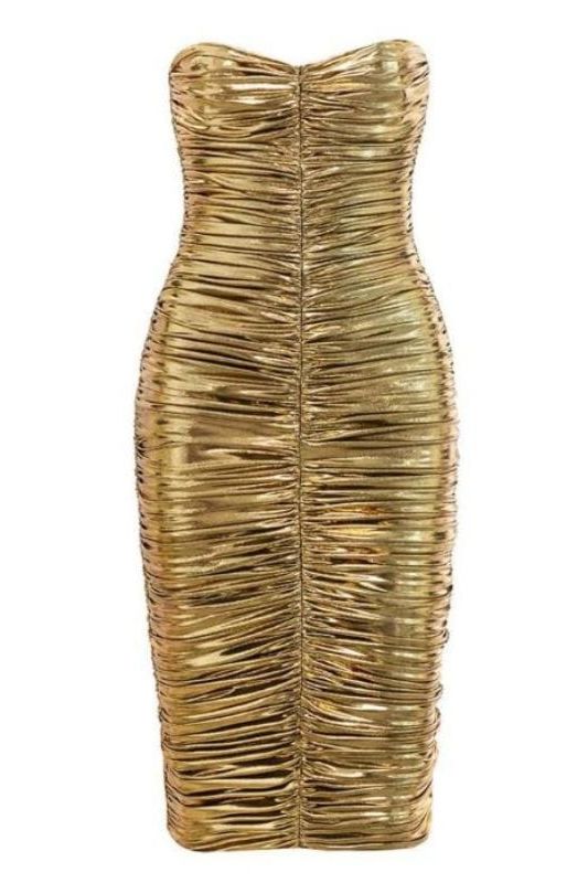 Terese Bodycon Wrap Dress - Gold - Fashionpara