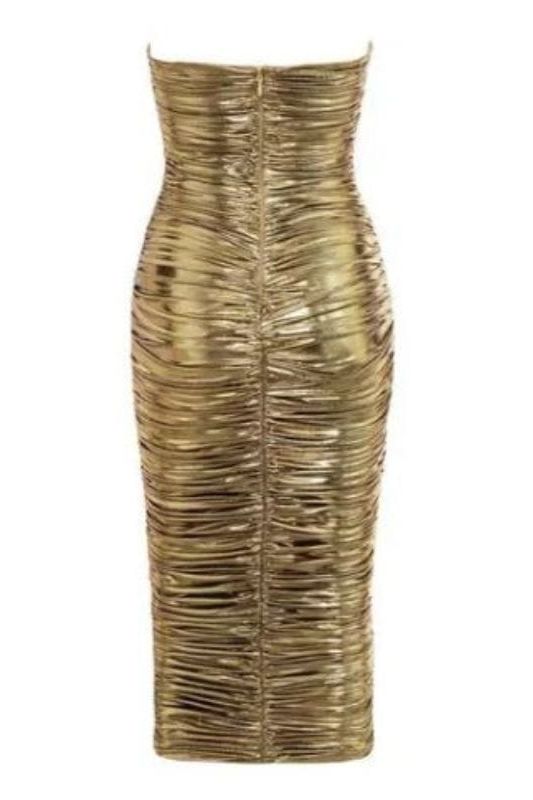 Terese Bodycon Wrap Dress - Gold - Fashionpara