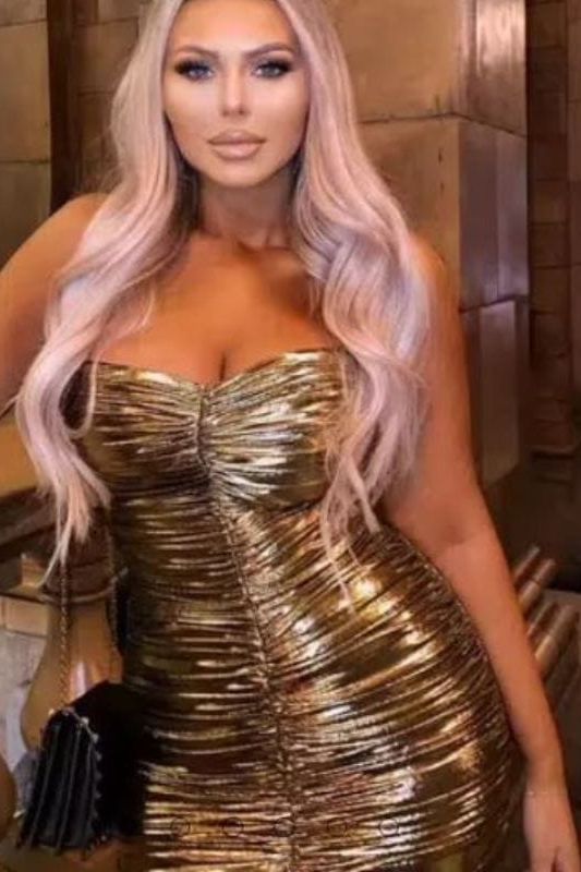 Terese Bodycon Wrap Dress - Gold - Fashionpara