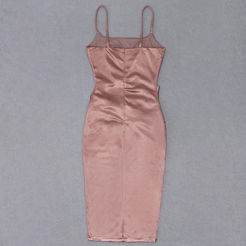 KittenAlarm - Terry Solid Satin Midi Dress