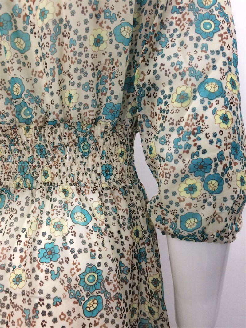 Paisley Print V-Neck Button-Front Smocked Waist Maxi Dress 8
