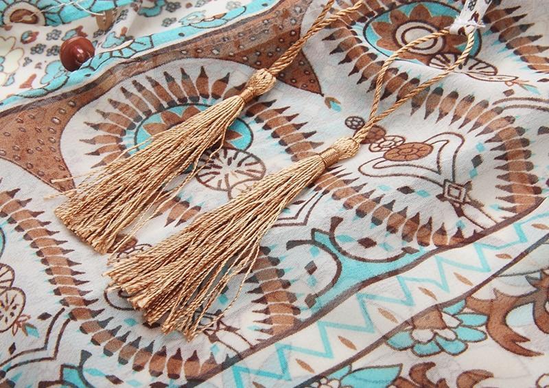 Paisley Print V-Neck Button-Front Smocked Waist Maxi Dress 4