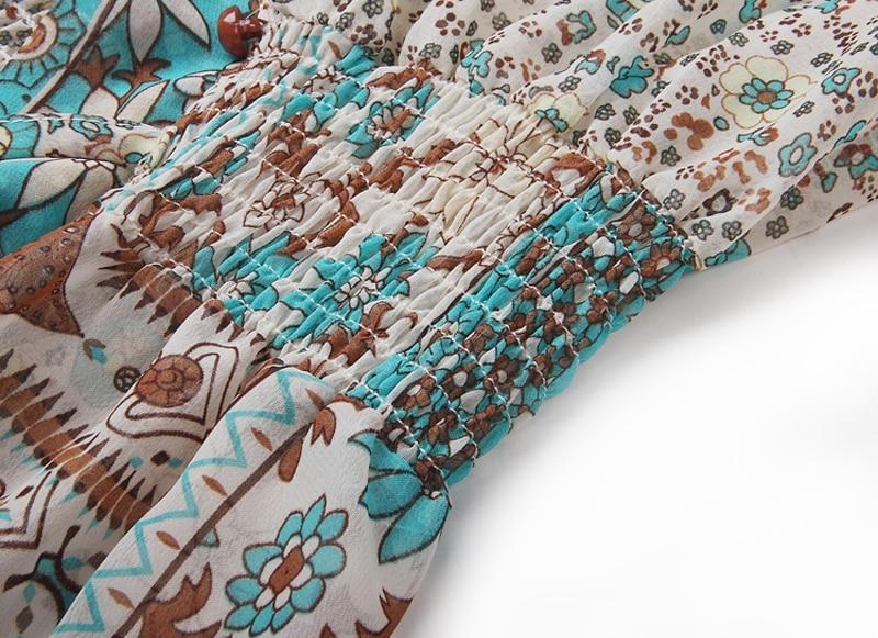 Paisley Print V-Neck Button-Front Smocked Waist Maxi Dress 5