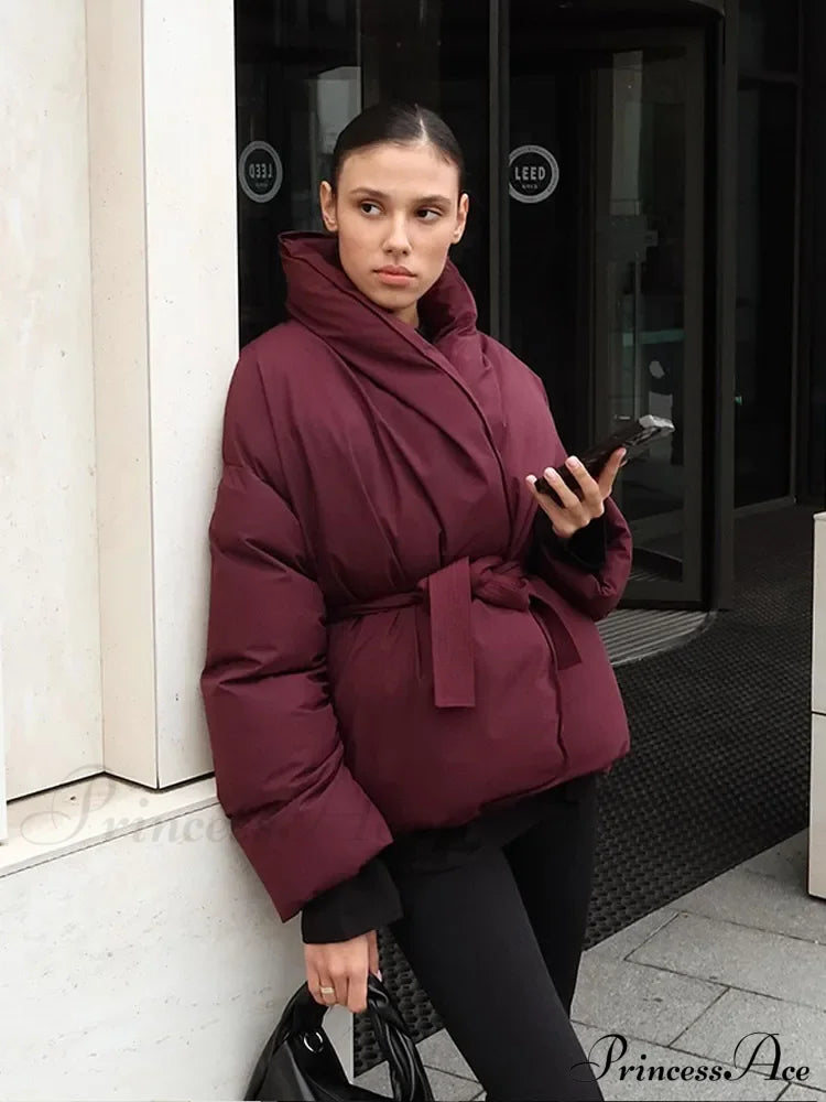 Tie-Belt Padded Cotton Coat