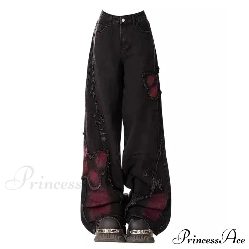 Tie Dye Butterfly Halloween Pants Black / S