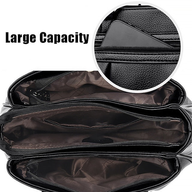 PU Leather Daily Handbag Holiday Boston Bag Zipper