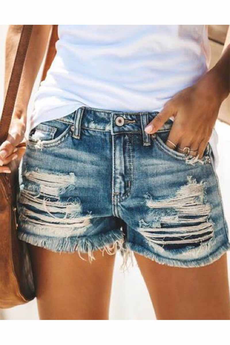 KittenAlarm - fashion Regular Waist Hole Casual Jeans