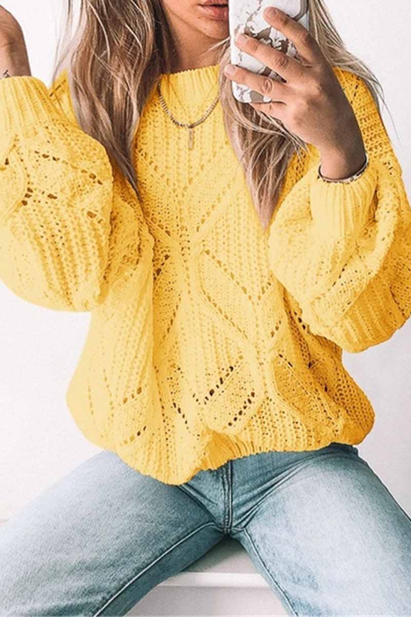 FLorcoo Cozy Loose Fit Round Neck Knitted Sweater for All