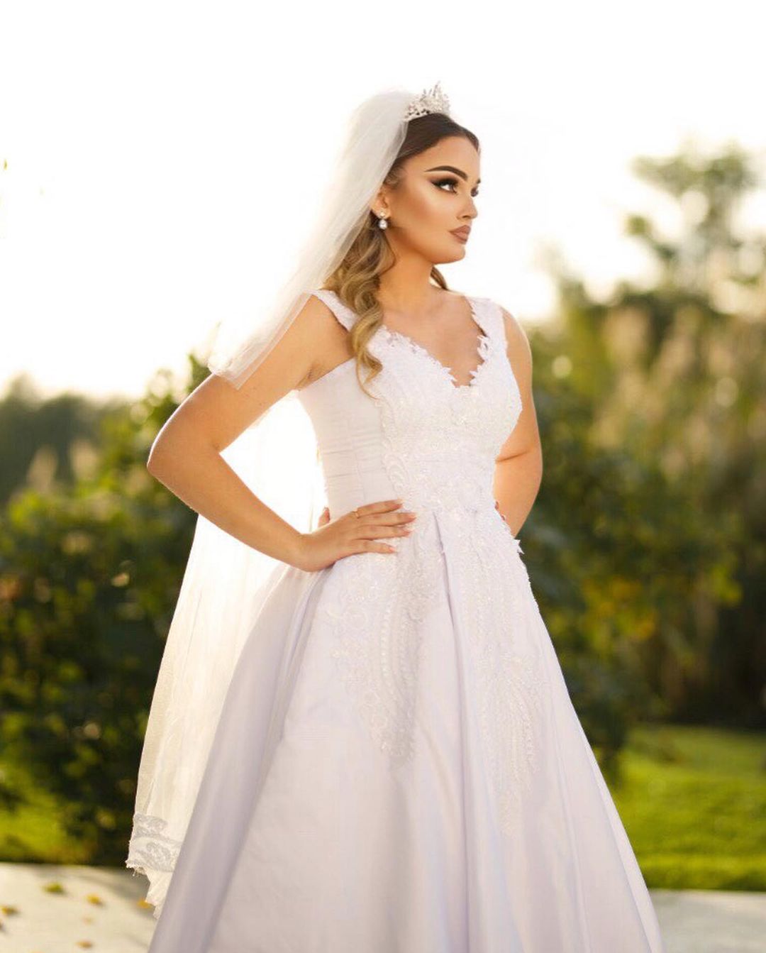Trendy Floor-Length Sweetheart Spaghetti Strap Sleeveless A-Line Satin Wedding Gown with Beaded Details - Fashionpara
