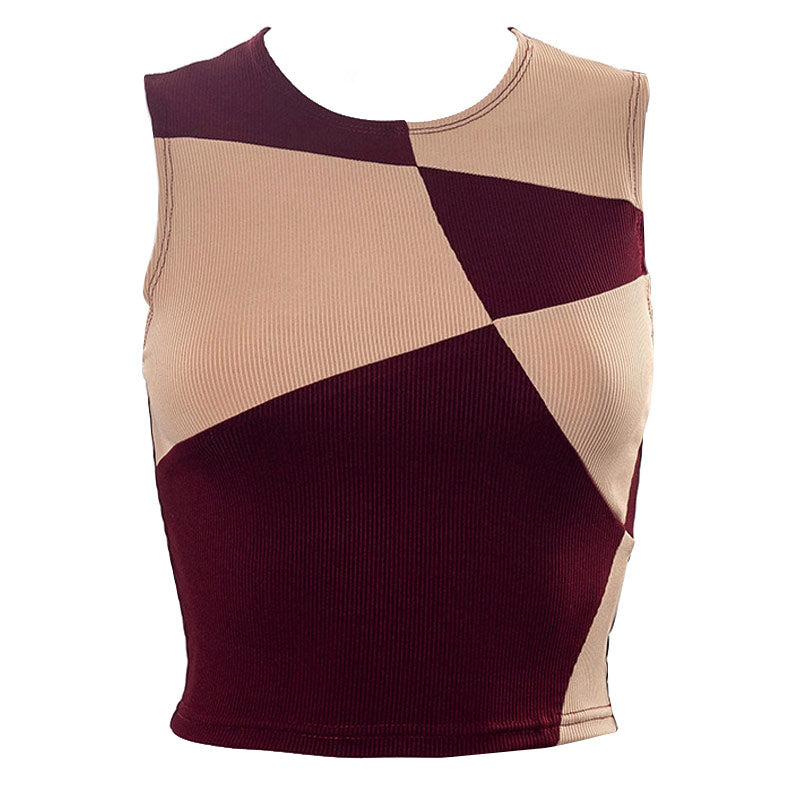 Color Block Ribbed Sleeveless Crop Top 3