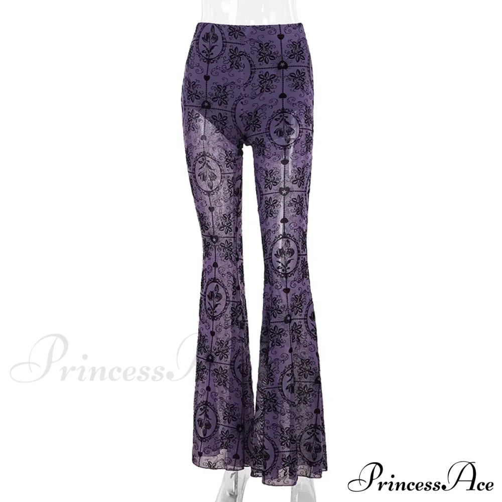 Trendy Long Halloween Pants Purple / Xs