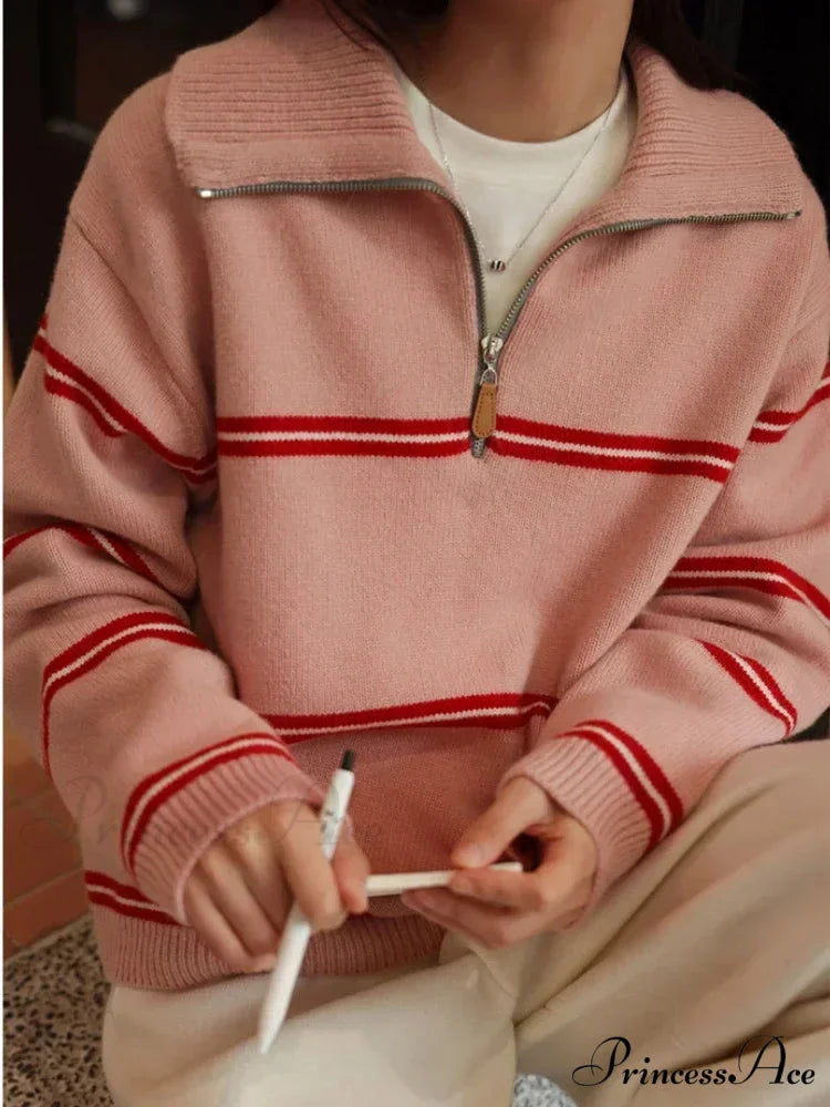 Striped Cozy Casual Comfortable Loose Warm Sweater 5
