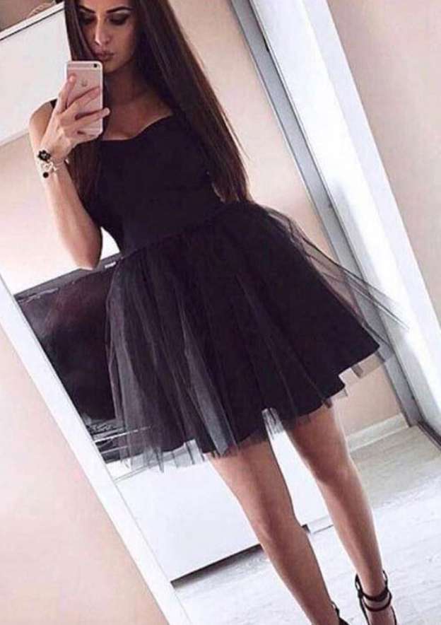Tulle Cocktail Dress Ball Gown Sweetheart Short With Pleated - Fashionpara