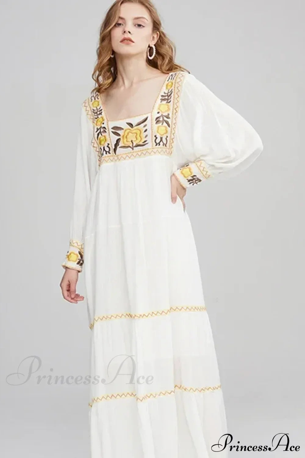 Tunic Dress Cotton Rayon Floral Embroidery