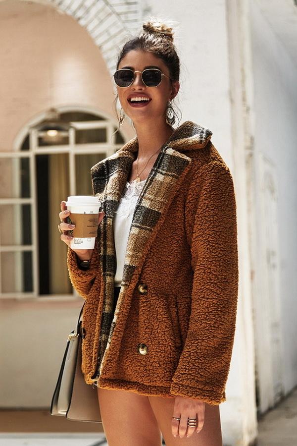 Fluffy Turn-Down Collar Coat for Cozy Winter Comfort
