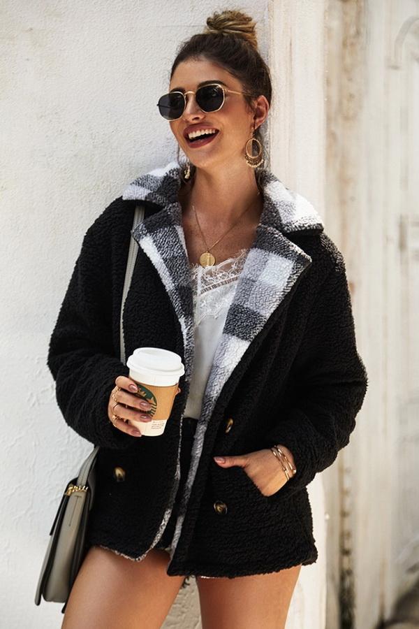 Fluffy Turn-Down Collar Coat for Cozy Winter Comfort
