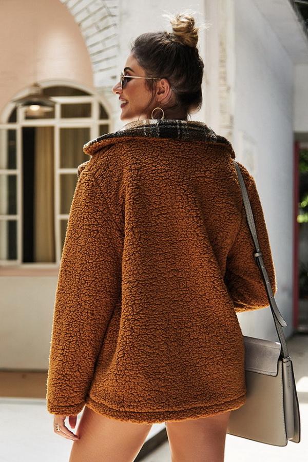 Fluffy Turn-Down Collar Coat for Cozy Winter Comfort